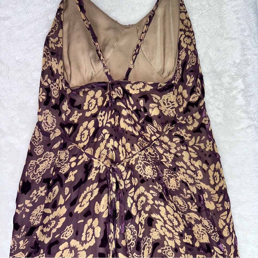 For Love & Lemons Double Slit Sleeveless Maxi Dress Purple Velvet Silk Floral S - Picture 4 of 9